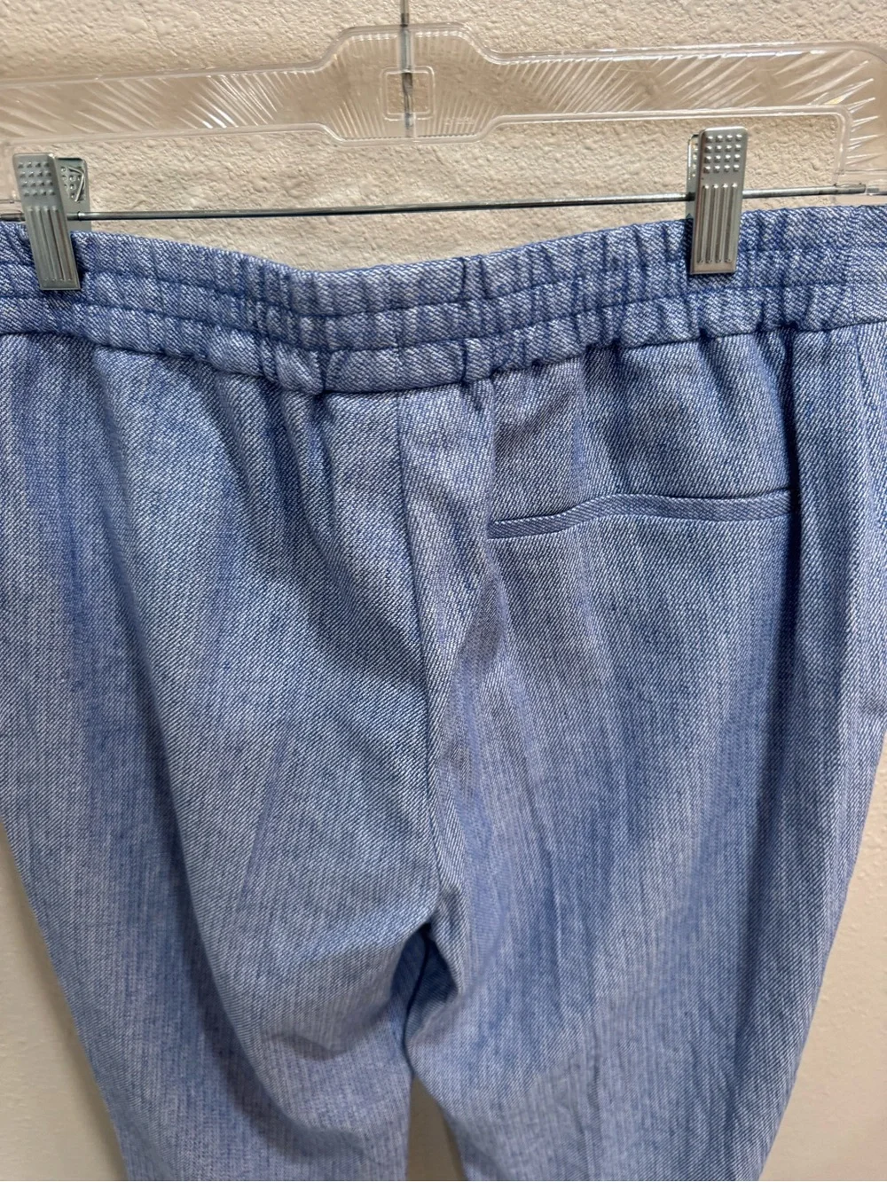 ASOS Design Cotton Linen Drawstring Elastic Waist Blue Pants Size Mens 32 X 32